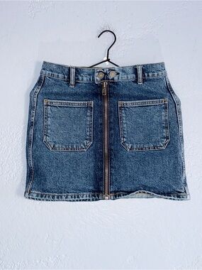 Reformation Anna Patch Pocket Denim Mini Skirt Size 26